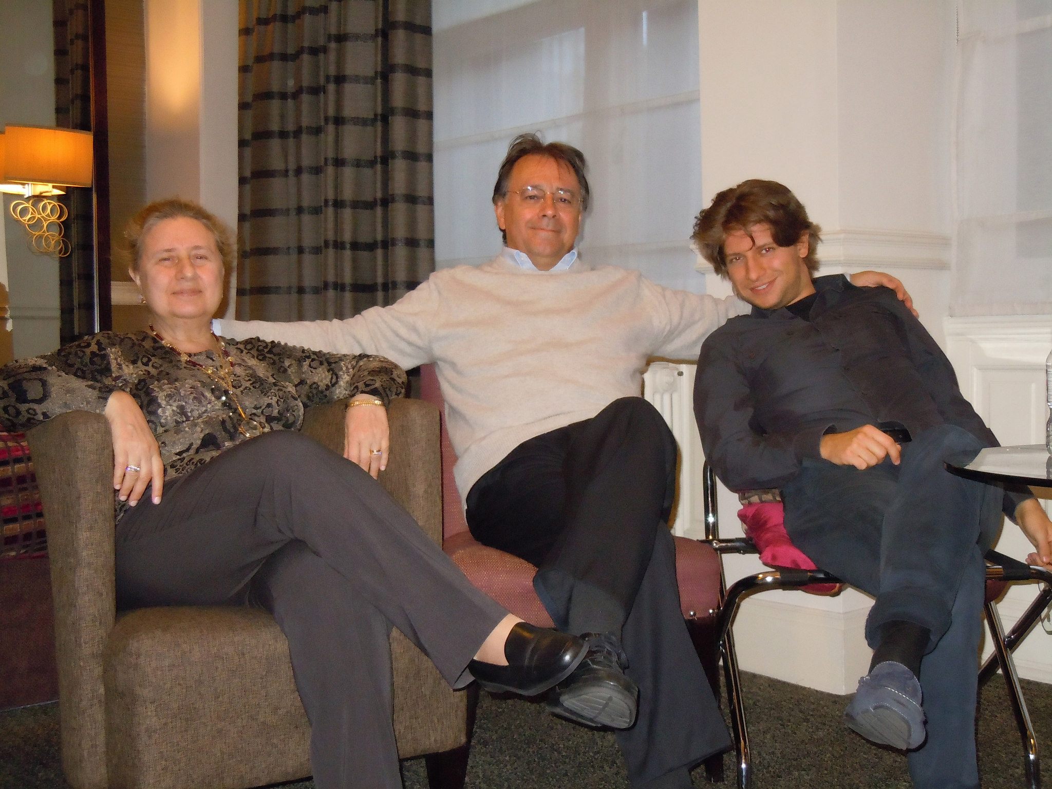 2014 with Daniele Rustioni and my husband Gilberto Serembe relaxing in the hotel at the end of the recording