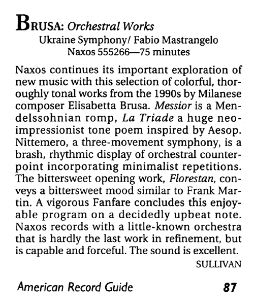 brusa orchestral works american record guide page 87